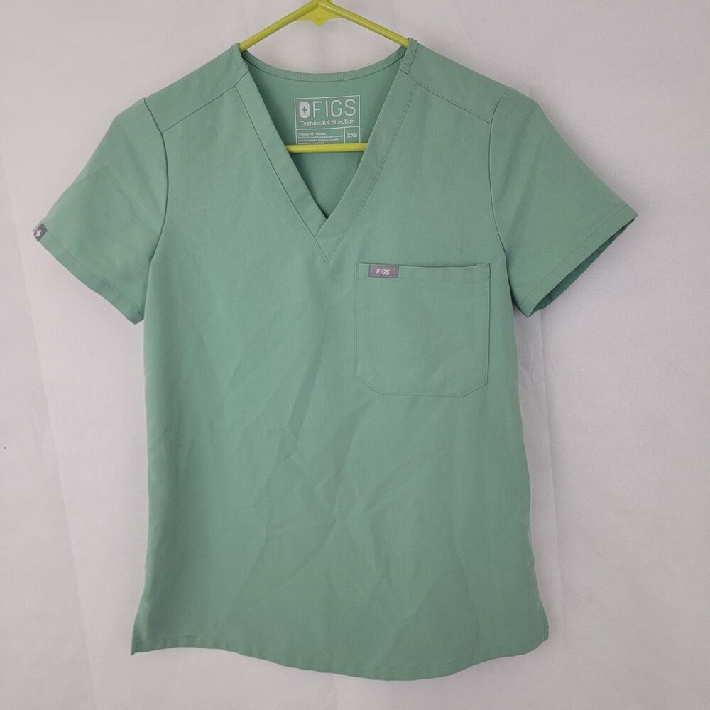 FIGS Womens Scrub Top Shirt Sz XXS Catarina One Pocket Jade Green FW1000
